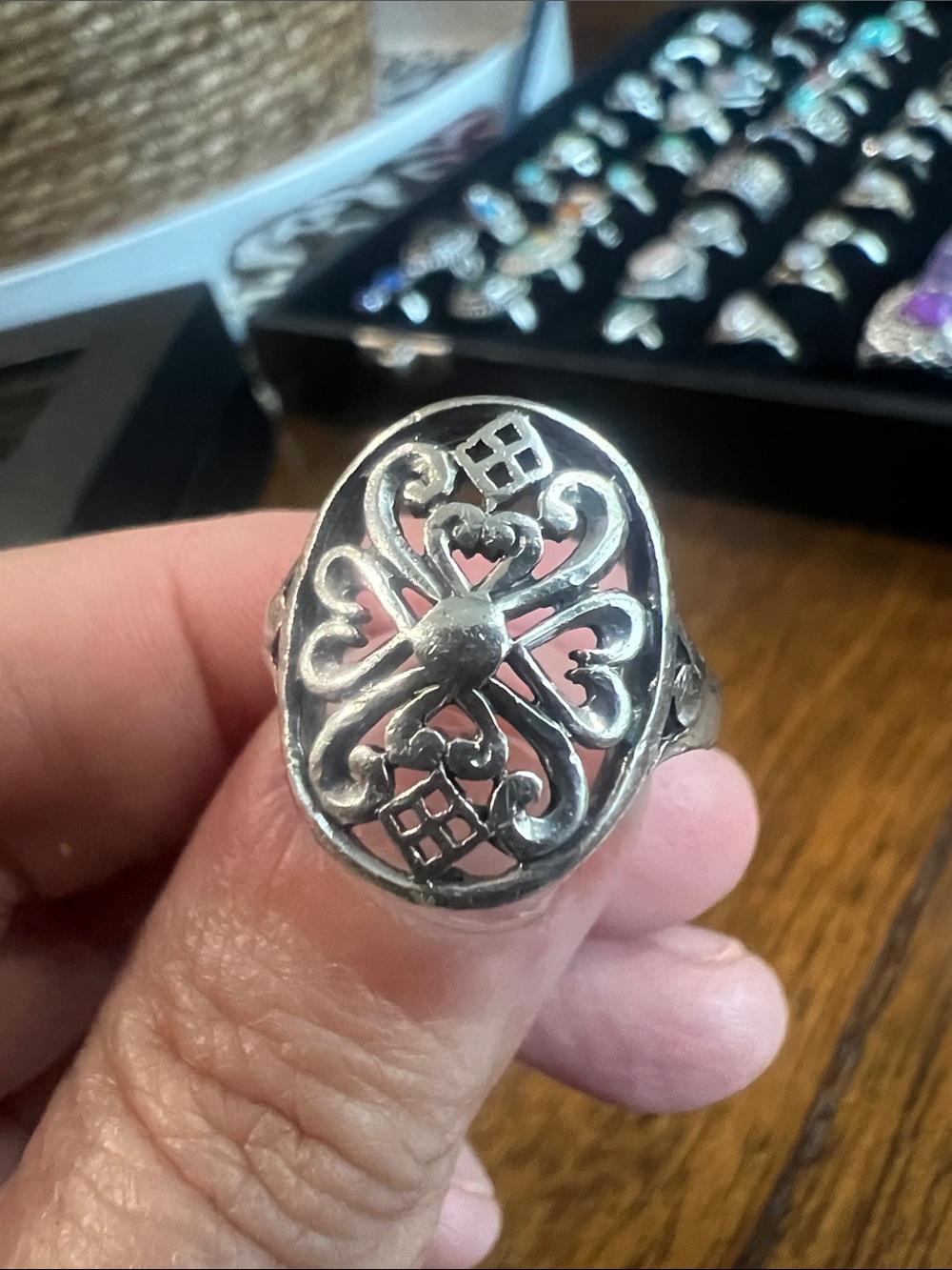 Vintage Handcrafted Silver Filigree Statement Ring - Size 6